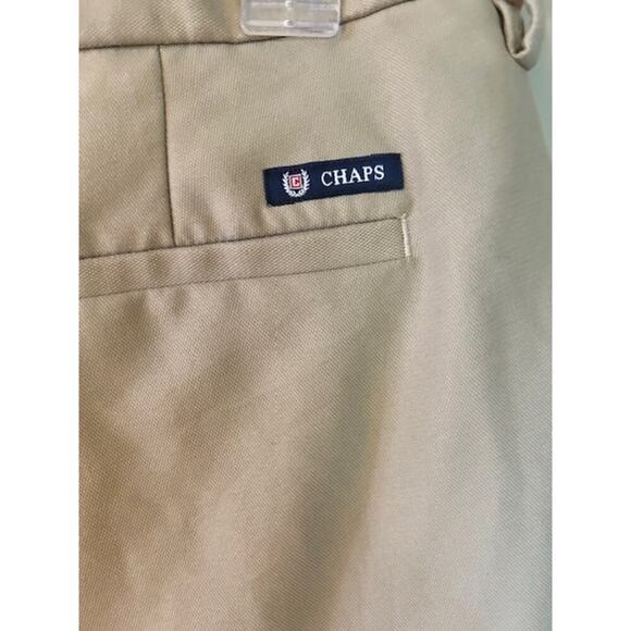 Chaps Flat Front Khaki Shorts Size 34 – 100% Polyester - Picture 3 of 6